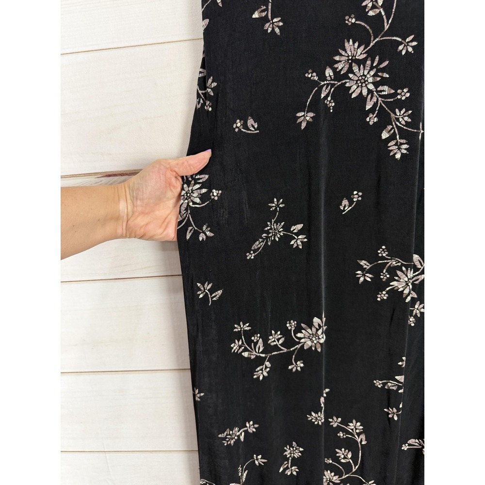 ES SL Top Skirt Set Womens Medium Black Floral Jersey 2 Piece Made USA - Picture 11 of 15